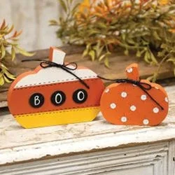 2/Set Candy Corn Boo & Polka Dot Pumpkin Sitters