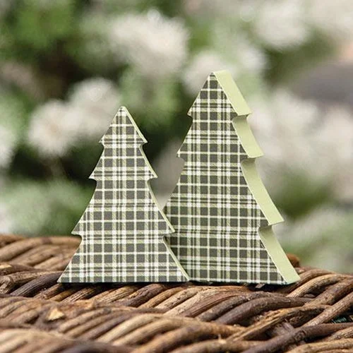 2/Set Green Plaid Chunky Trees