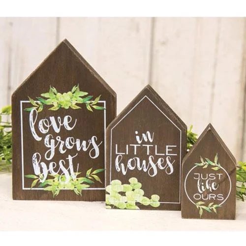 3/Set Love Grows Best In Little Houses Blocks