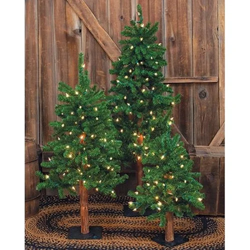 3/Set Pre-Lit Alpine Trees 2ft 3ft 4ft