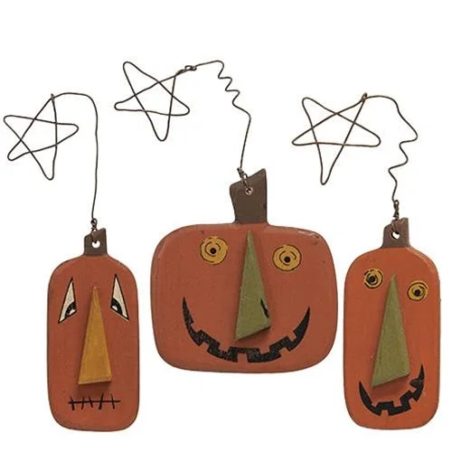 3/Set Wire Star Primitive Jack O Lantern Ornaments