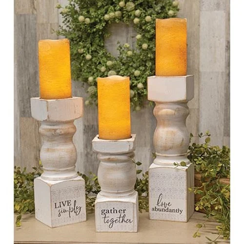 3/Set Wooden Pedestal Candle Holders