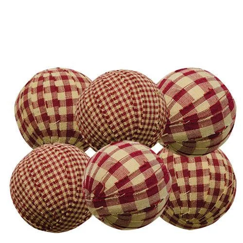 6/Set Burgundy Rag Balls 2.25"