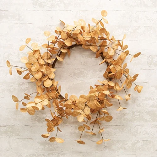 Beige Foamy Silver Dollar Leaves Wreath