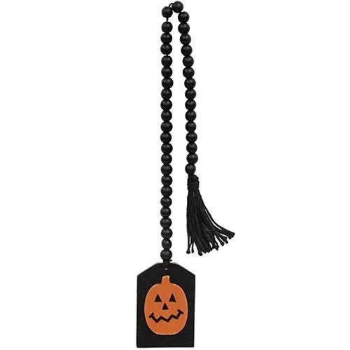 Black Beaded Jack O Lantern Tag Garland