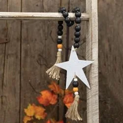 Black Orange & White Bead Garland w/Spattered Star