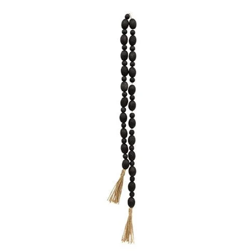 Black Oval Bead Garland w/Tassels