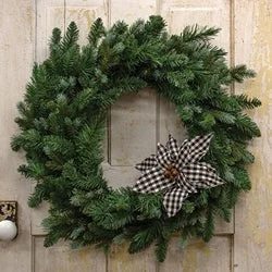 *Black/Wht Plaid Poinsettia Clip Ornament