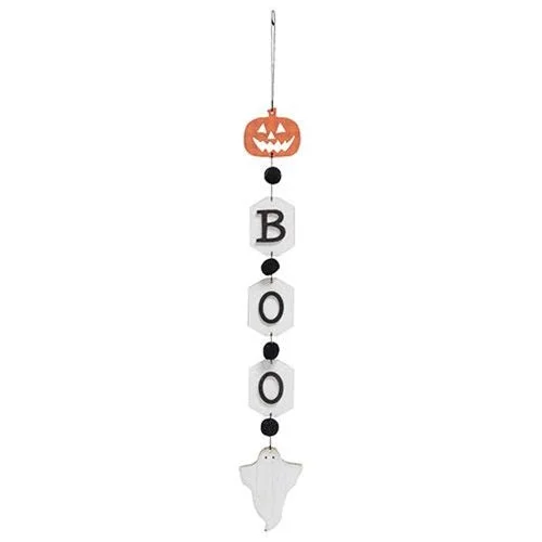 Boo Jack & Ghost Wooden Tag Garland