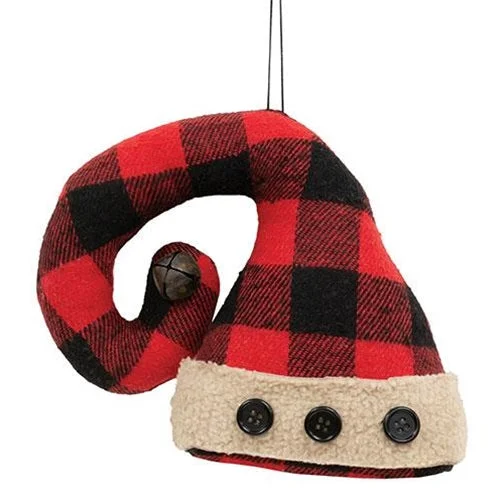 Buffalo Check Santa Hat Ornament