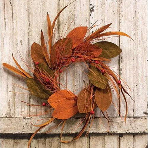 Fall Magnolia Pine & Podka Wreath 17"