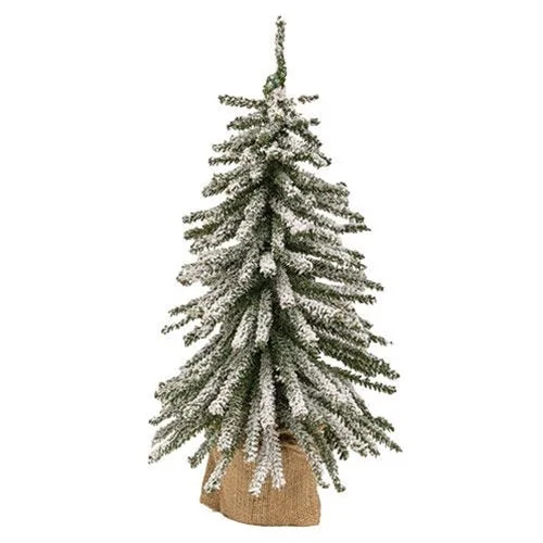 Flocked Mini Downswept Tree With Burlap Base 18"