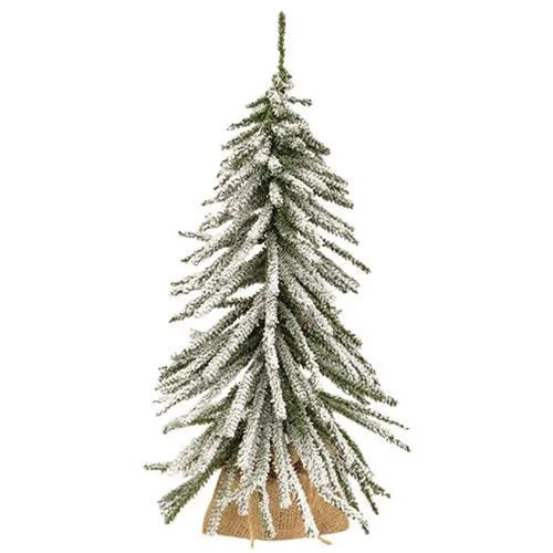 Flocked Mini Downswept Tree With Burlap Base 24"