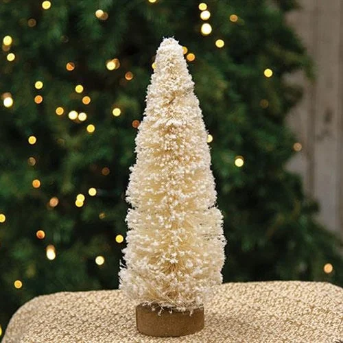 Flocked White Bottle Brush Tree 12"