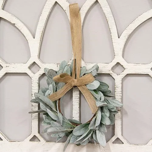 Frosted Lamb's Ear Wreath w/Burlap Bow Hanger