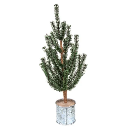 German Pine Tree in Galvanized Metal Pot 18"