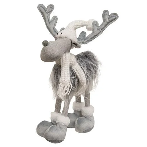 Gray Winter Fuzzy Dangle Leg Reindeer