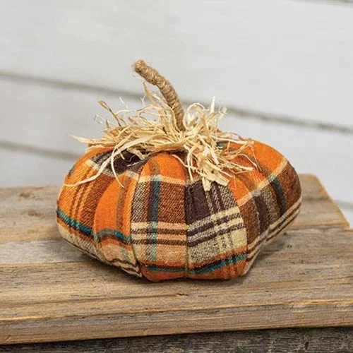 Harvest Plaid Medium Fabric Pumpkin