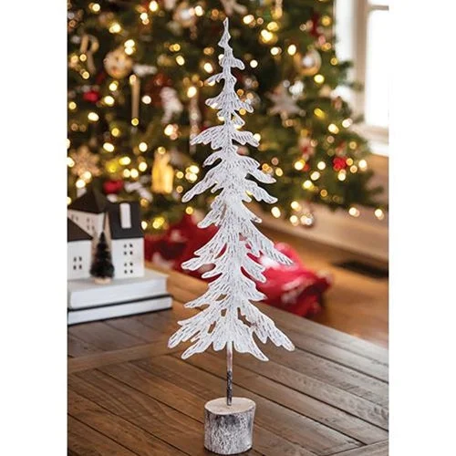 Medium White Washed Metal Christmas Tree