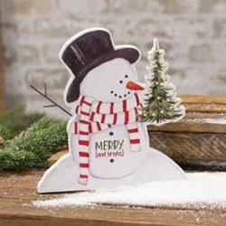 Merry (and Bright) Wooden Snowman Sitter