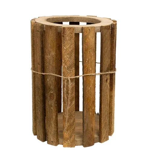 Natural Lath Round Lantern Large