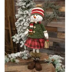 Nordic Christmas Plaid Snow Girl w/Extendable Legs