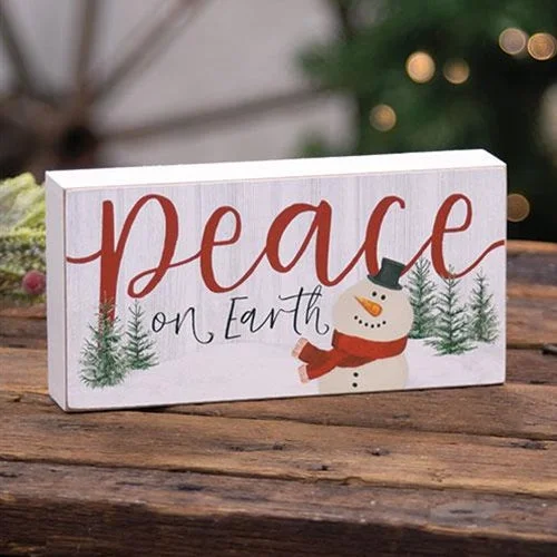 Peace On Earth Snowman Rectangle Box Sign