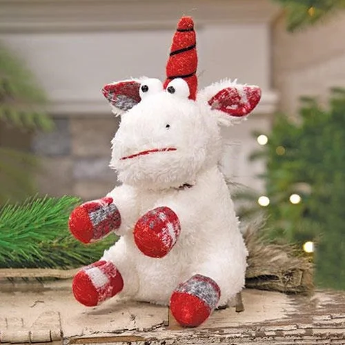 Plush Plaid Unicorn Ornament