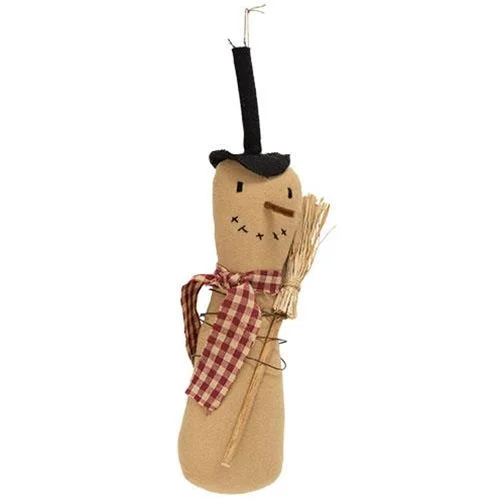 Primitive Snowman Doll with Check Scarf