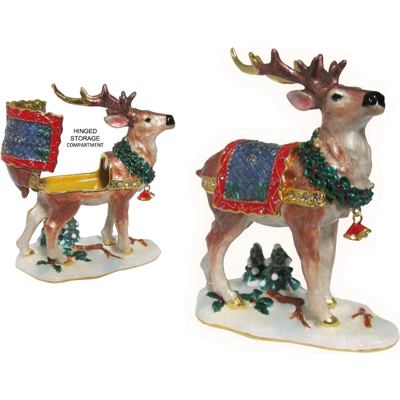 Reindeer Jeweled Trinket Box with Austrian Crystals