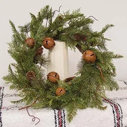 Rustic Cedar & Pine Bell Wreath 24"