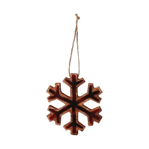 Sm Red/Black Plaid Snowflake Ornament