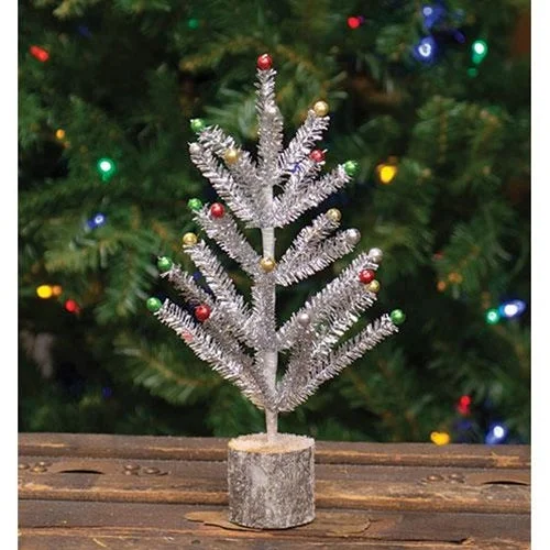 Snazzy Silver Tinsel Tree 12"