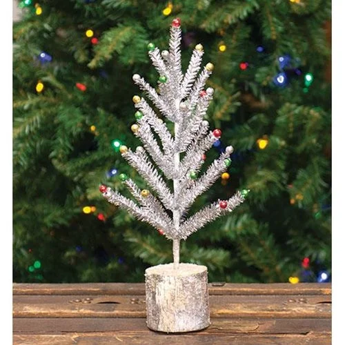 Snazzy Silver Tinsel Tree 16"