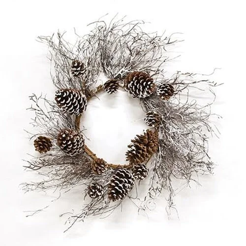 Snow Fallen Twig & Pinecone Wreath 24"