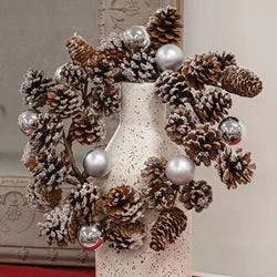 Snow Sprinkled Pine & Baubles Wreath 12"