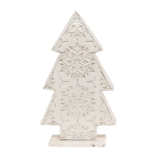 Snowflake Embossed Distressed Metal Christmas Tree