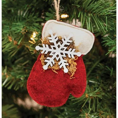 Snowflake Mitten Felt Ornament