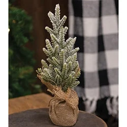 Snowy Pine Tree with Burlap Base