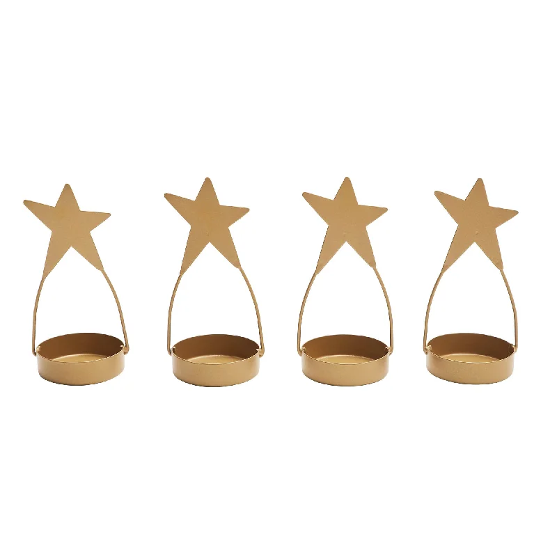 Star Tealight Holder Gold Set of 4 4x1.75x1.75