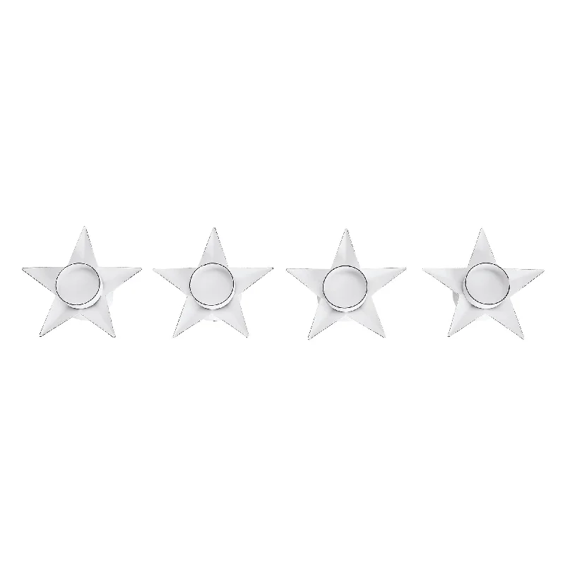 Tealight Holder Star Antique White Set of 4 1.5x5x5