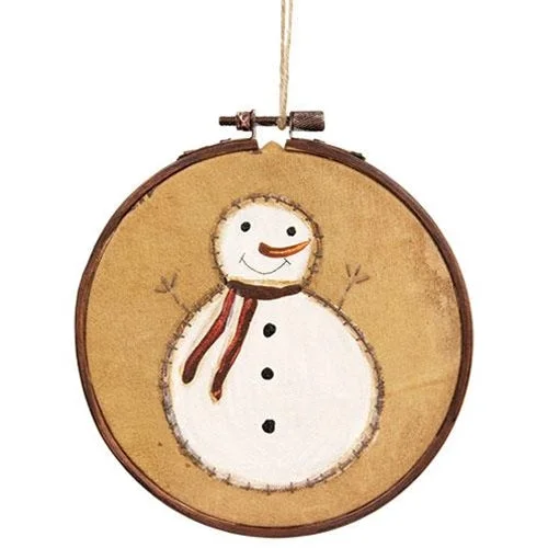 Teastained Primitive Snowman Stitchery