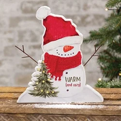 Warm (and Cozy) Wooden Snowman Sitter