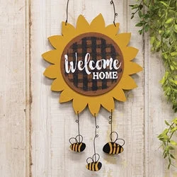 "Welcome Home" Sunflower & Bees Hanger