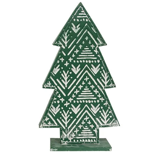 Woodland Embossed Distressed Metal Christmas Tree