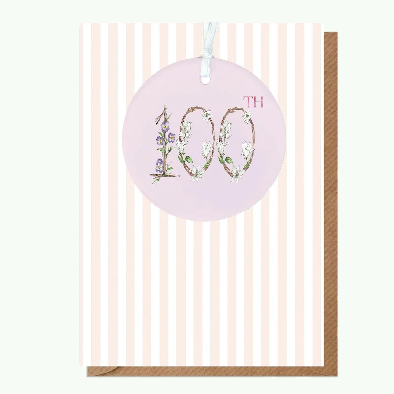 100th Birthday Card  Ceramic Keepsake Perfect Gift for Women