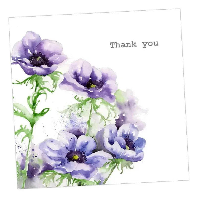 Premium Hand-Finished Anemone Thank You Card - Express Your Gratitude