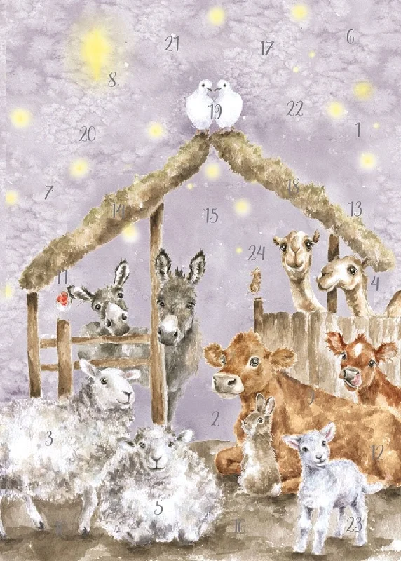 Away in a Manger Large Christmas Advent Calendar Card