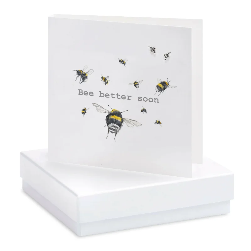 Bee Sterling Silver Stud Earrings on a Card - Get Well Gift