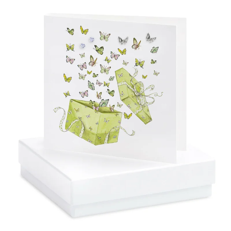 Sterling Silver Butterfly Stud Earrings and Card - Perfect for Gifting